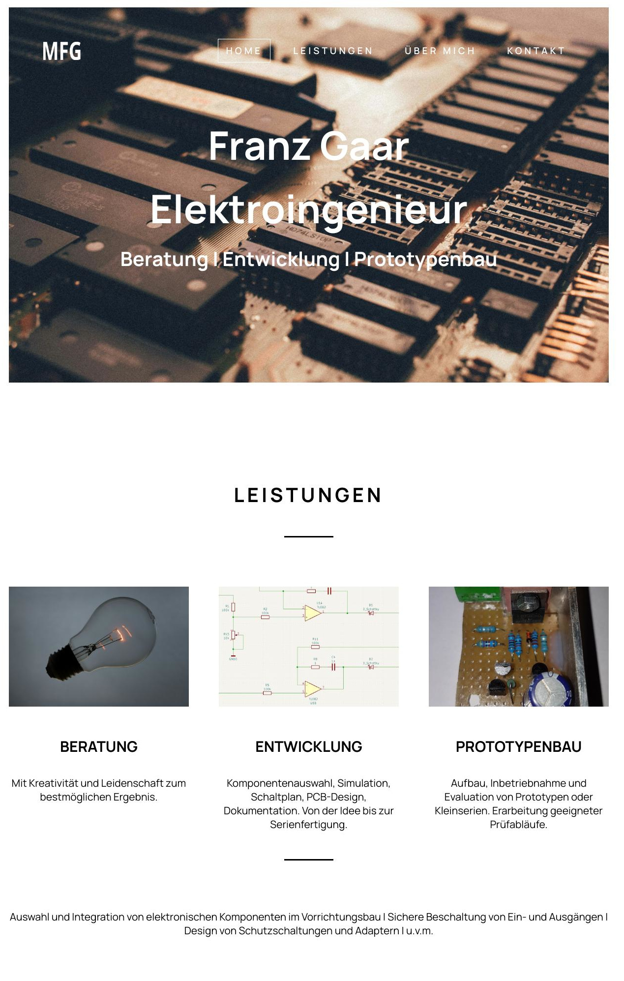 Bild der Landing Page